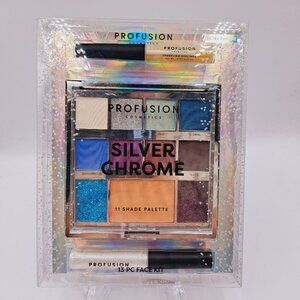 Profusion Silver Glitters Chrome 13 Eyeshadow Palette Holiday Make Up Face Kit